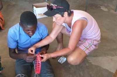Terry teaching looming at Ndonga school